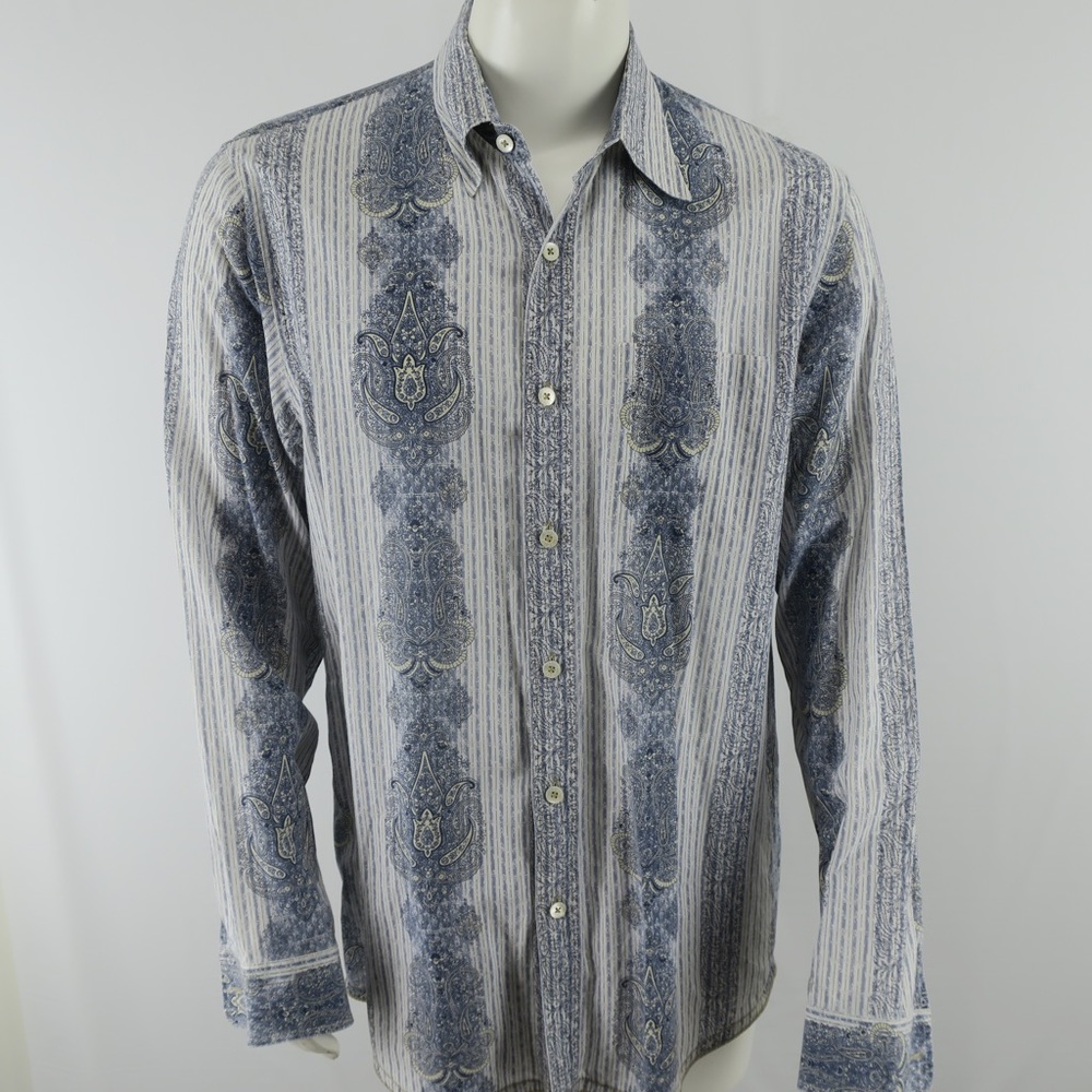 Indigo Palms Co Tommy Bahama Button Up Paisley Print Shirt Mens‎ Large Blue
